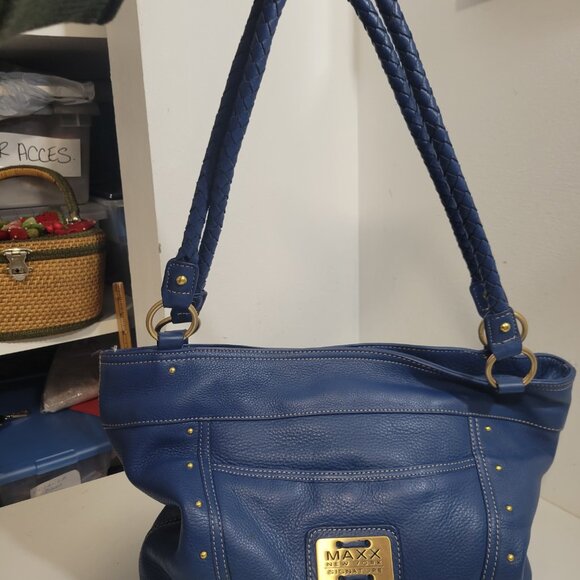 Like new Blue Leather Bag by Maxx New York Signature - Picture 3 of 5